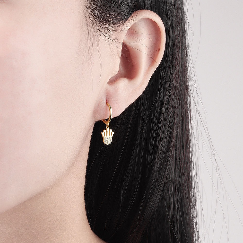 S925 sterling silver stud earrings crown earrings - Image 4