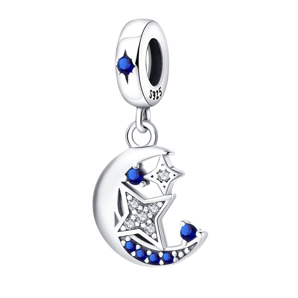 S925 sterling silver beaded DIY star and moon bracelet accessories - Image 2