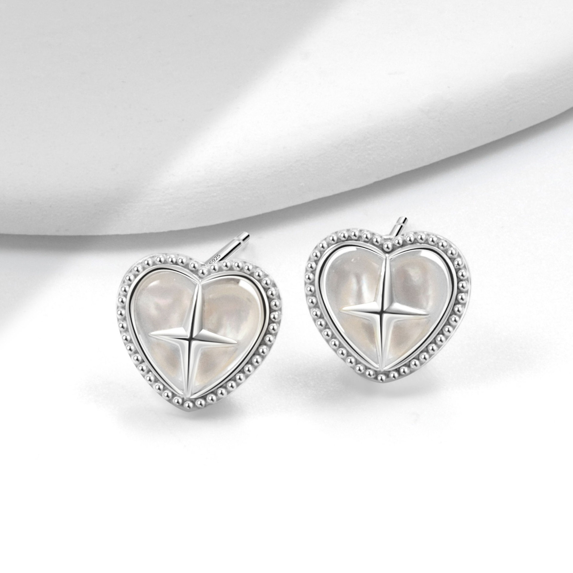 S925 sterling silver stud earrings love cross earrings - Image 3
