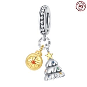 S925 Sterling Silver Beads DIY Christmas Tree Bracelet Accessories