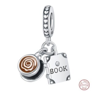 S925 Sterling Silver Beaded DIY Coffee Mug Book Bracelet Accessories
