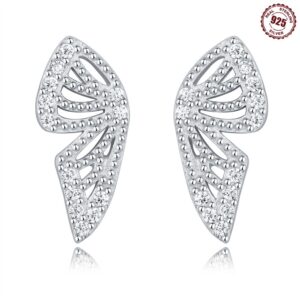 S925 sterling silver butterfly stud earrings