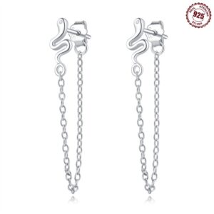 S925 sterling silver tassel snake stud earrings