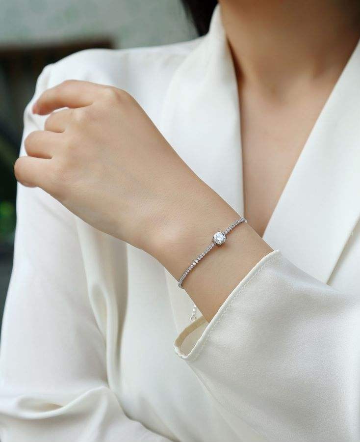 1 carat moissanite diamond women's bracelet S925 sterling silver luxury wedding celebration exquisite bracelet jewelry gifts - Image 6