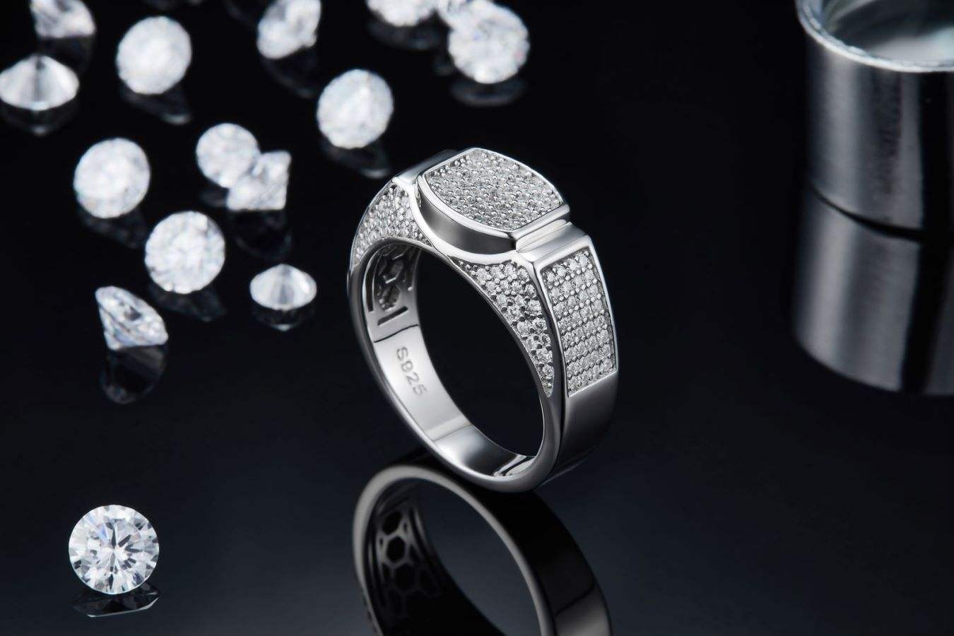 S925 Silver Moissanite Men's Ring for Engagement, Wedding Anniversary Everyday Wear - Image 6