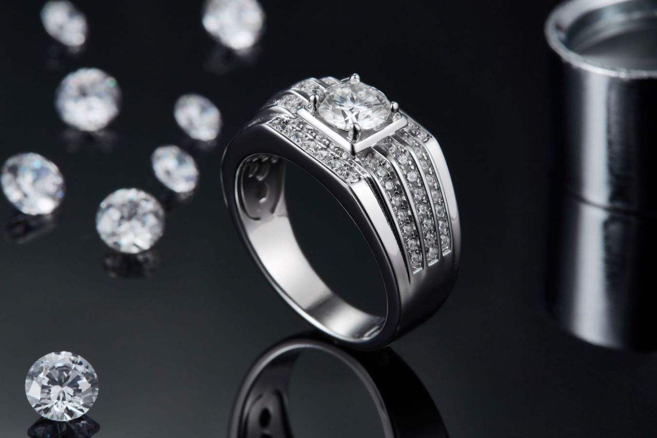 1 Ct Moissanite Ring Men's 925 Silver Luxury Engagement - Image 6