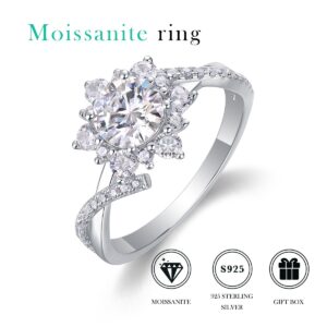 Women Mossinate Diamond Jewelry 925 Sterling Silver Ring 1ct Carat Diamond Moissanite Ring