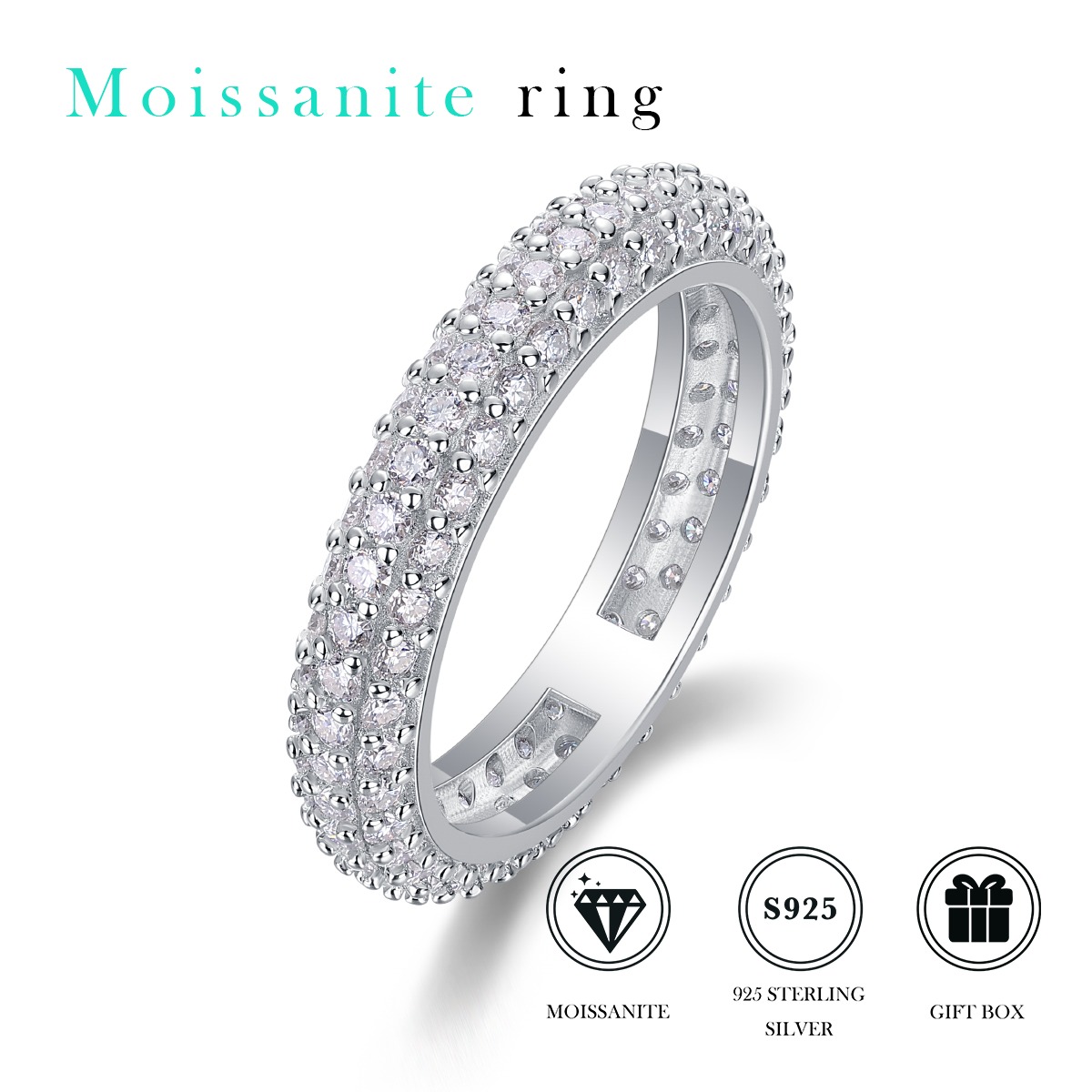 S925 sterling silver ring moissanite custom engagement wedding ring for women