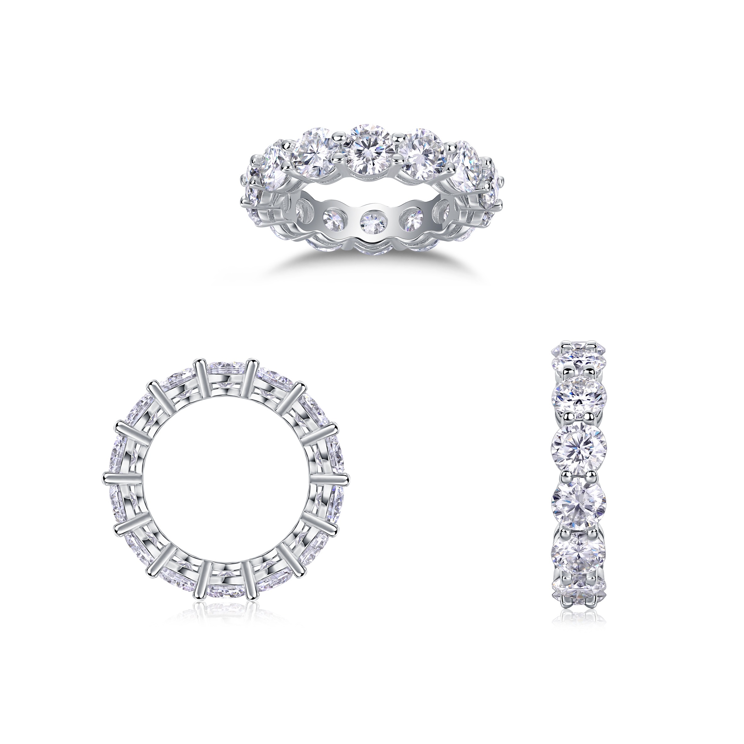 S925 Sterling Silver Ring with 1ct Moissanite Center Stone Luxury Design for Special Occasions - Image 3