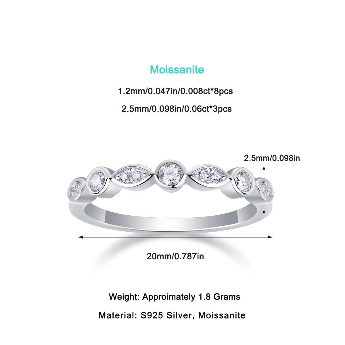 S925 Silver Ring Moissanite Closed Ring Jewelry Custom D Color High Sense Ring For Women - Image 2