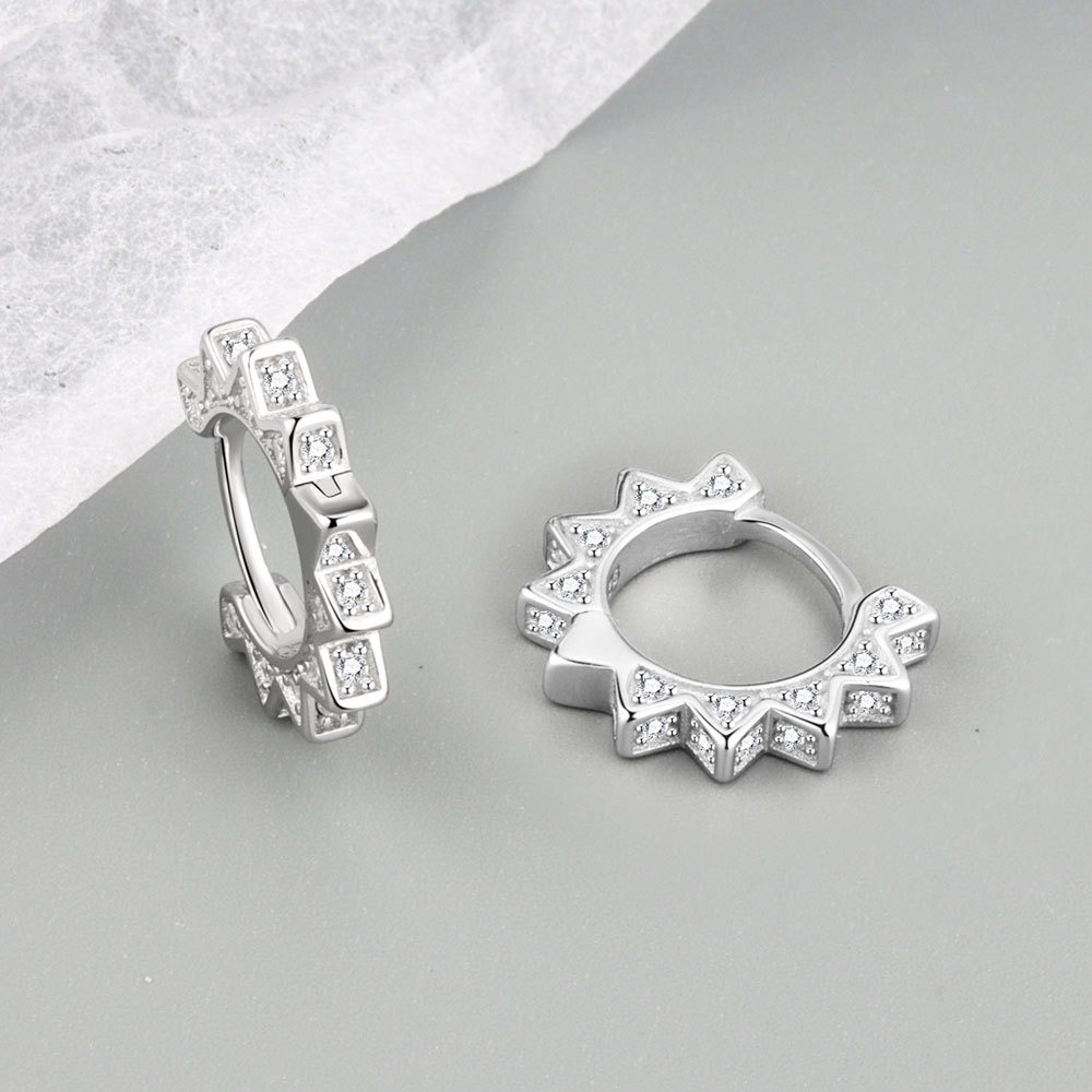 S925 sterling silver stud earrings geometric earrings - Image 3