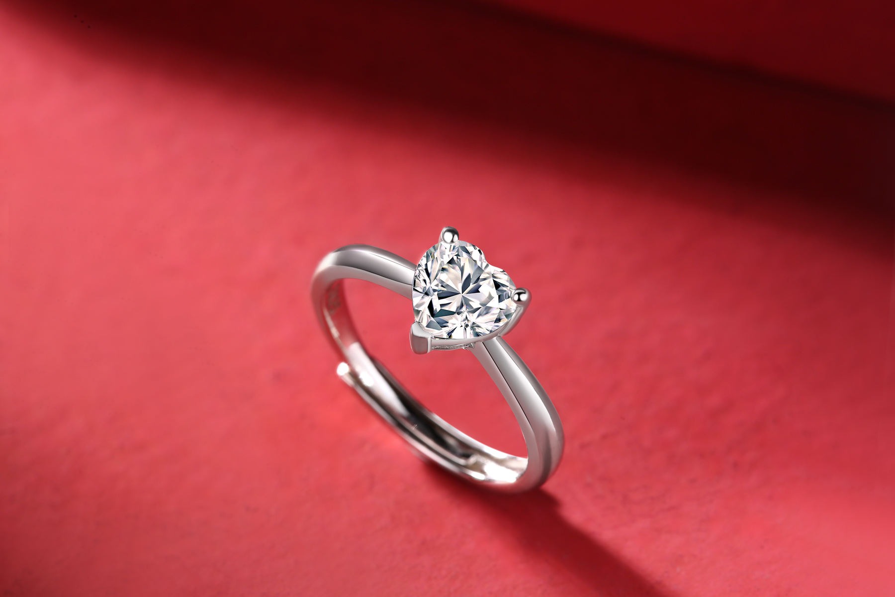 S925 sterling silver ring heart shape 1ct moissanite engagement wedding ring for women - Image 6
