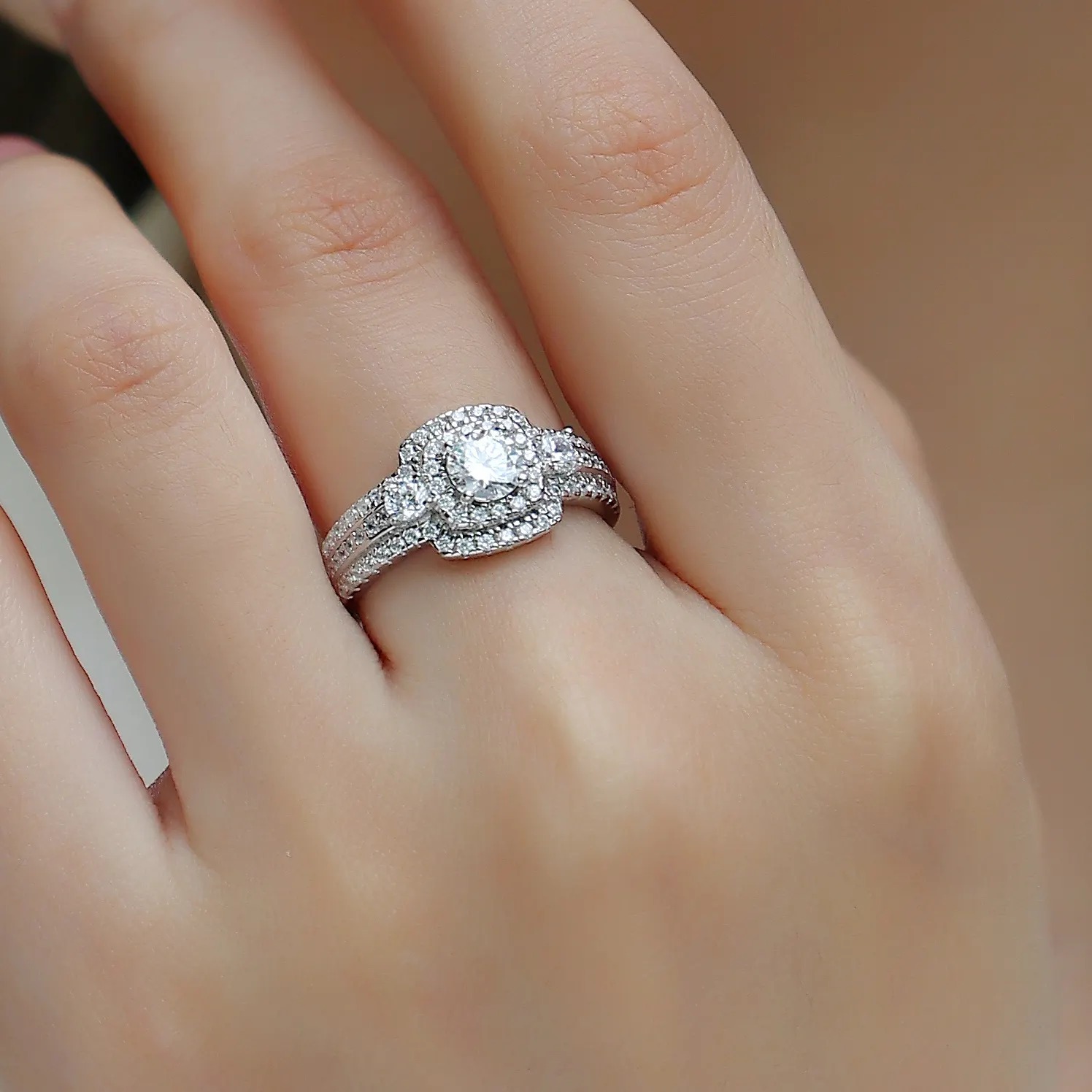 Wholesale 925 Sterling Silver Rings Customized 0.5ct Diamond Moissanite Rings Luxury Jewelry - Image 7