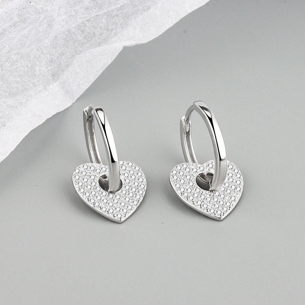 S925 sterling silver stud earrings geometric love earrings - Image 3
