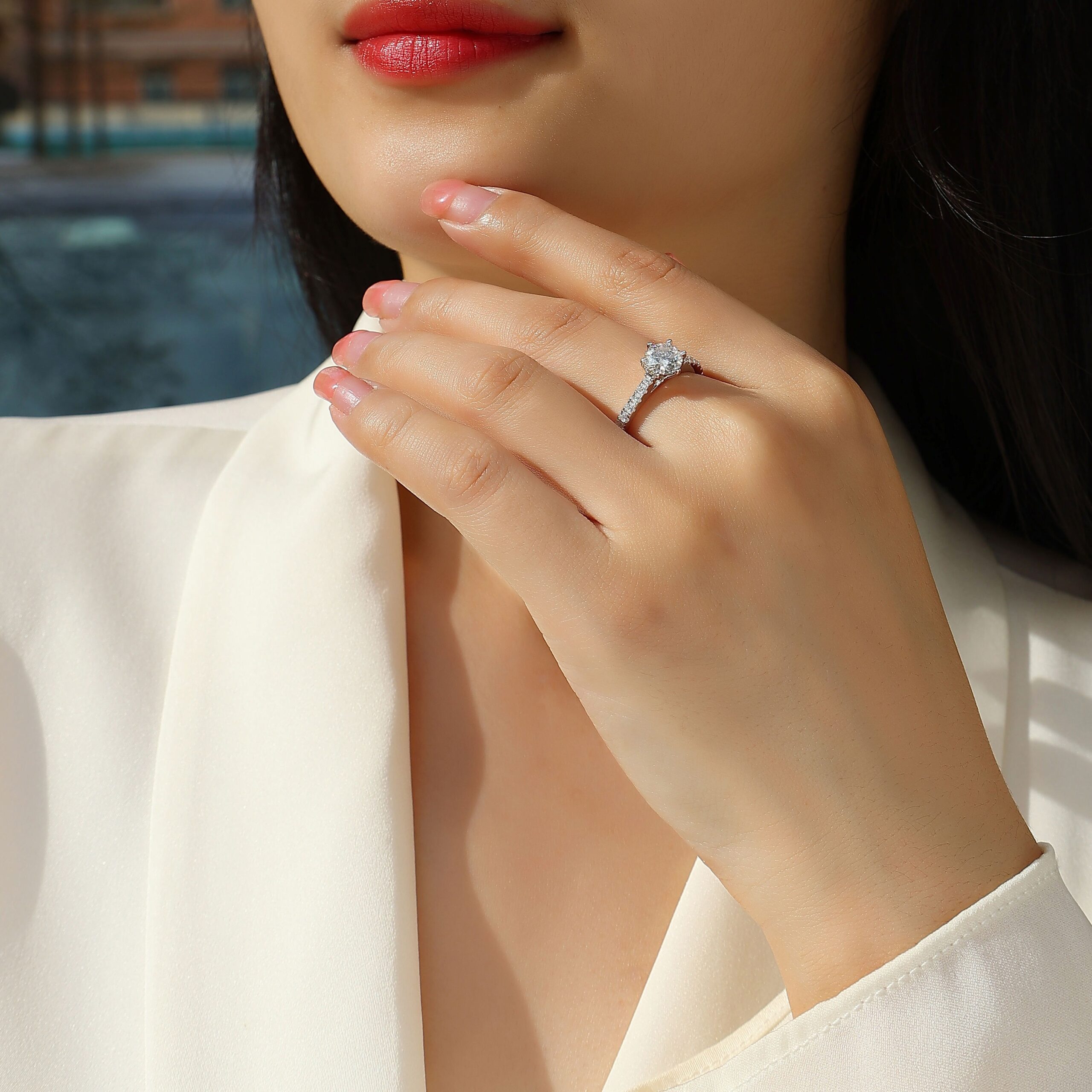 S925 silver rings plated moissanite ring for women moissanite big ring - Image 6