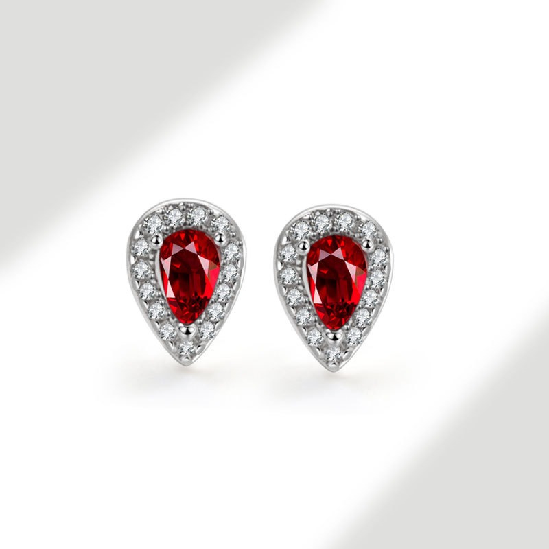 S925 sterling silver stud earrings pear-shaped zircon earrings - Image 2