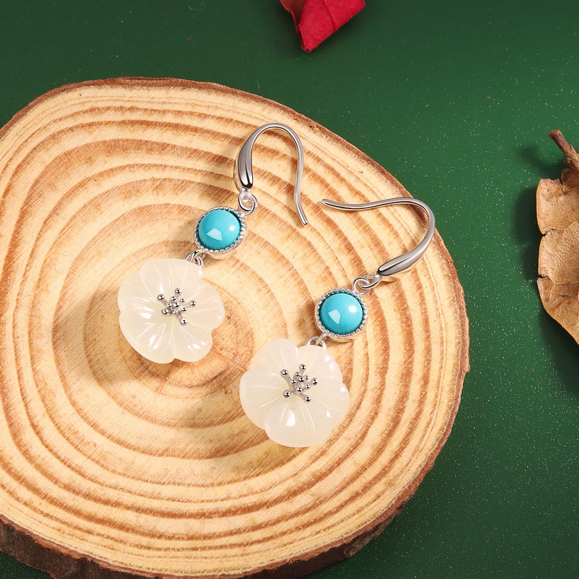 S925 sterling silver stud earrings and Tianyu flower earrings - Image 3