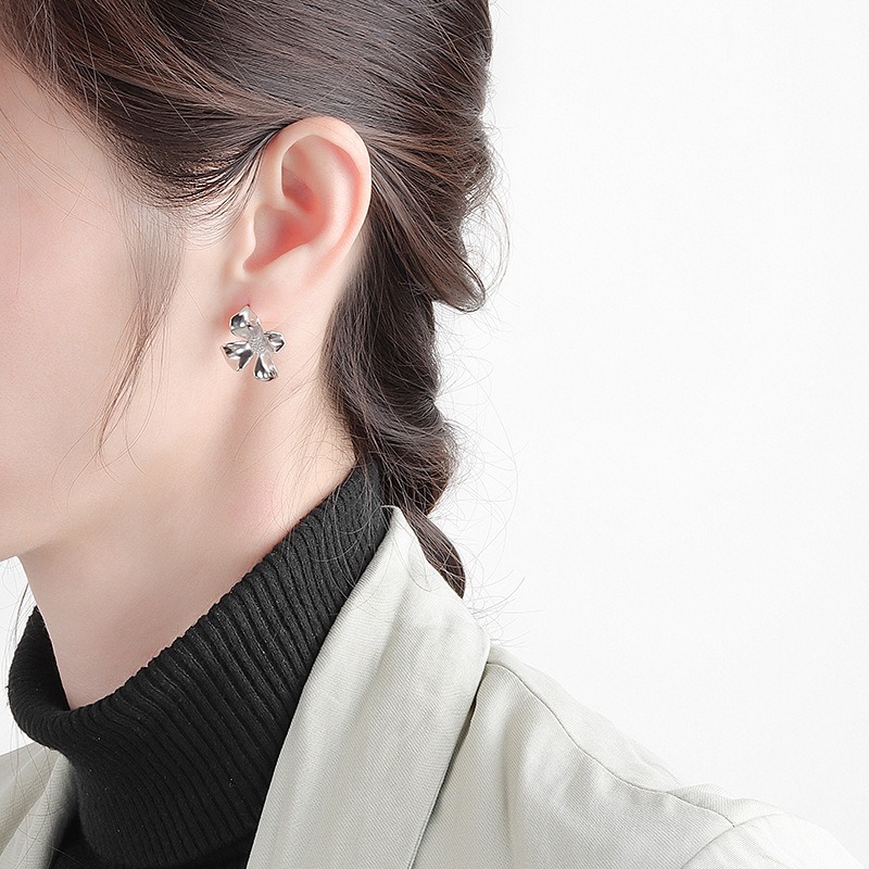 S925 sterling silver stud earrings flower earrings - Image 4