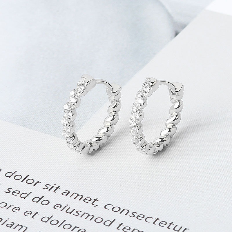 S925 sterling silver stud earrings geometric twist circle earrings - Image 3