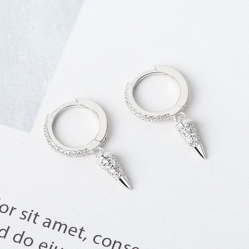 S925 sterling silver stud earrings geometric conical earrings - Image 5