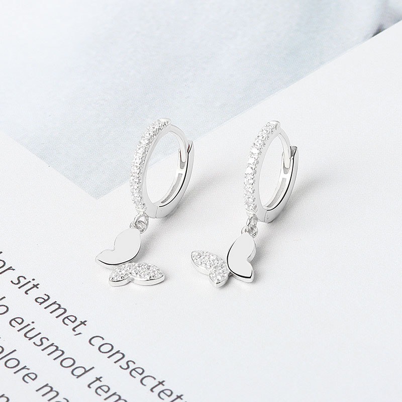 S925 sterling silver stud earrings butterfly earrings - Image 3