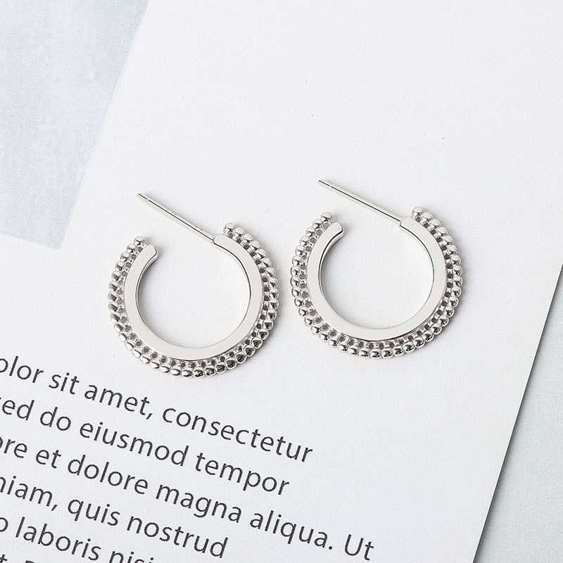 S925 sterling silver stud earrings with small beads - Image 3