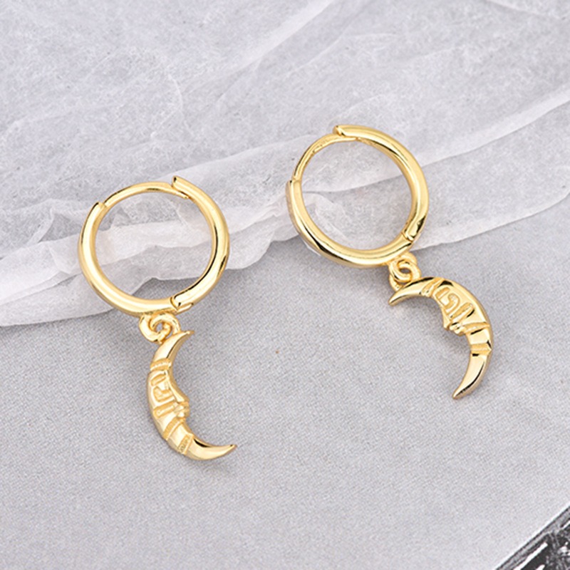 S925 sterling silver stud earrings moon earrings - Image 3