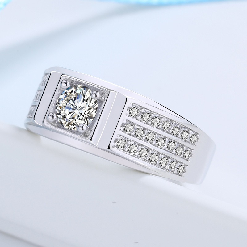 S925 sterling silver ring with diamond opening adjustable men's ring - Image 2
