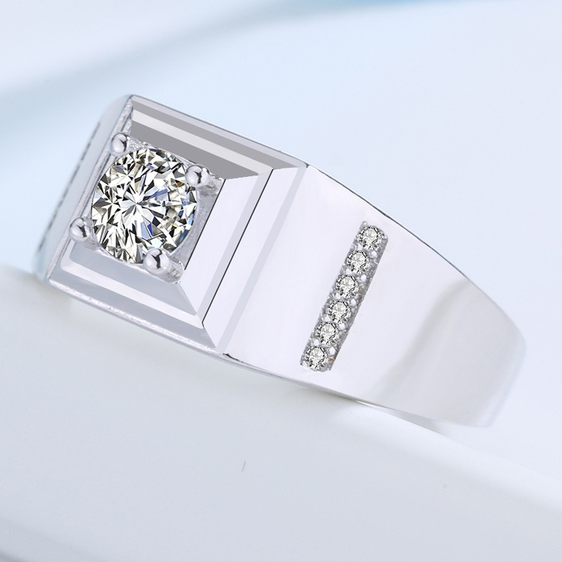 S925 sterling silver ring opening adjustable zircon men's ring - Image 2