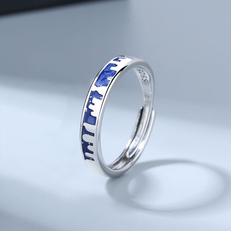 S925 sterling silver ring opening adjustable sky city couple ring - Image 5