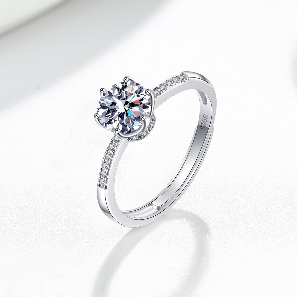 S925 Sterling Silver Ring Six Prongs GRA Moissanite Ring for Women - Image 2