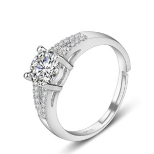 S925 Sterling Silver Ring Opening Adjustable Four-prong Zircon Women's Ring