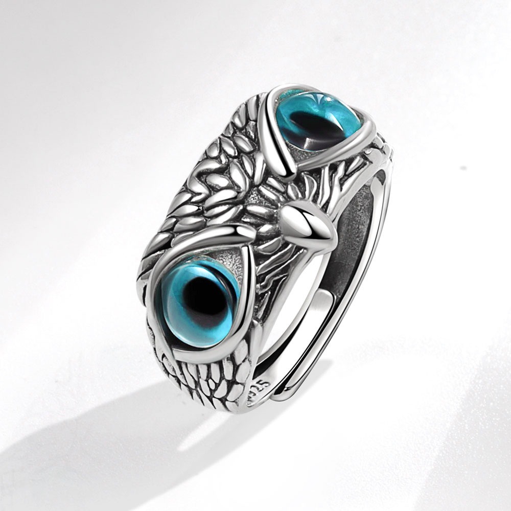 S925 sterling silver ring opening adjustable owl ring for women - Image 2