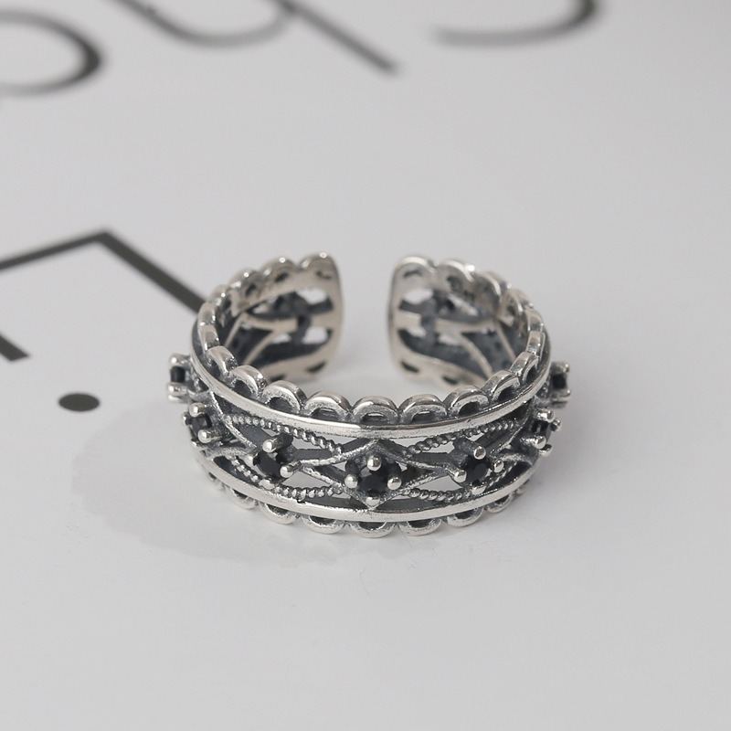 S925 sterling silver ring opening adjustable women's ring - Image 3