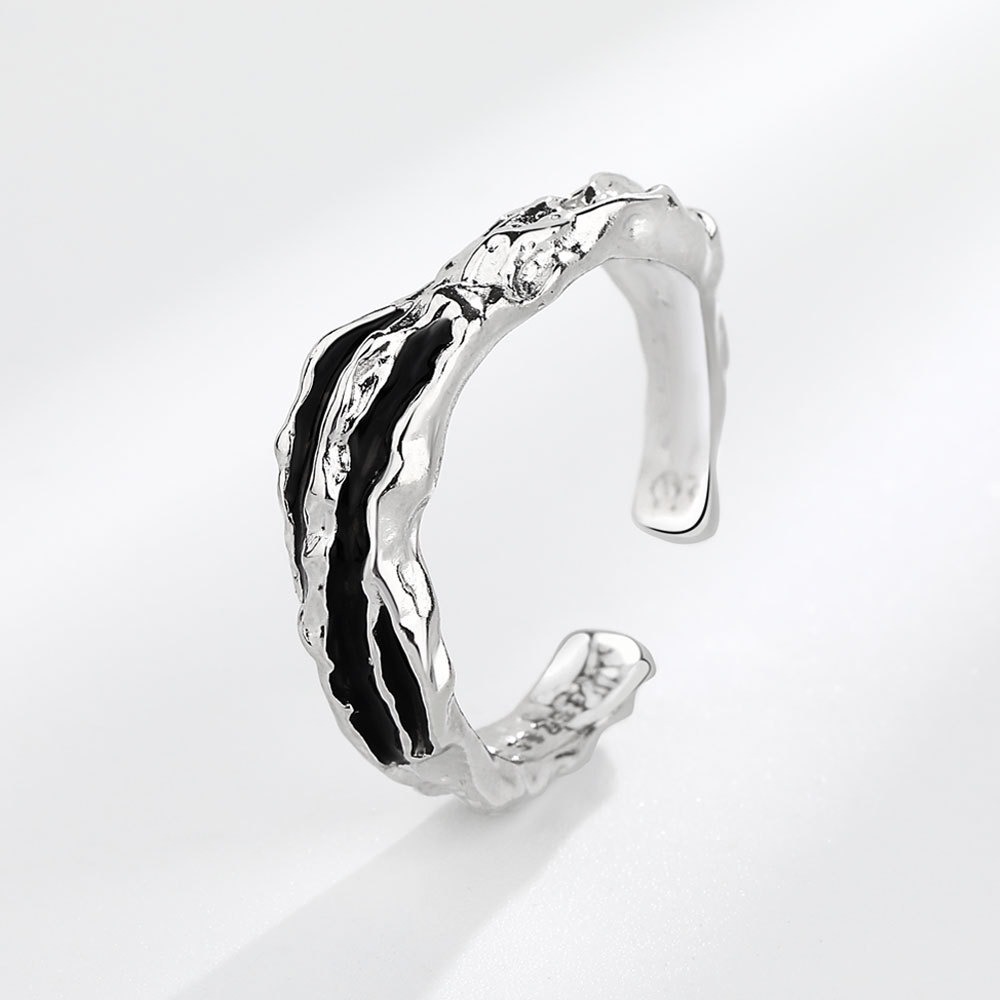 S925 sterling silver ring opening adjustable dripping oil ring for women - Image 2