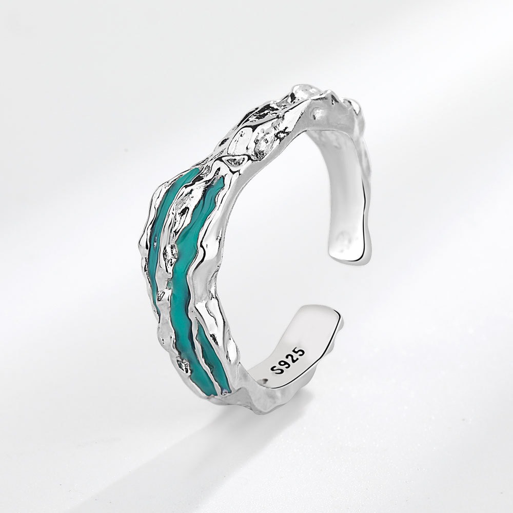 S925 sterling silver ring opening adjustable dripping oil ring for women - Image 2