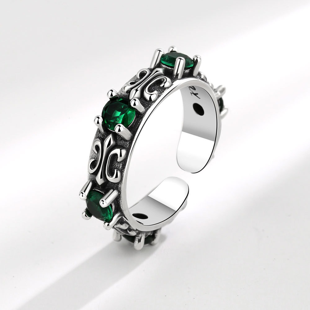 S925 Sterling Silver Ring Opening Adjustable Colored Diamond Ring for Women - Image 2