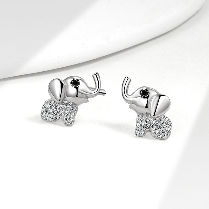 S925 sterling silver stud earrings baby elephant earrings - Image 3