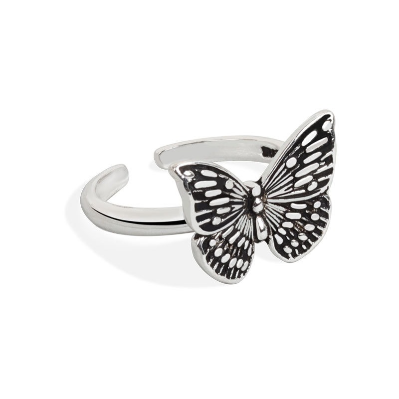 S925 Sterling Silver Ring Opening Adjustable Butterfly Ring for Women