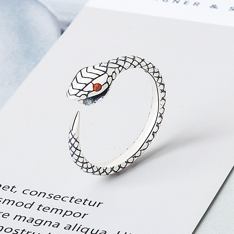 S925 Sterling Silver Ring Opening Adjustable Small Snake Ring for Women - Image 4