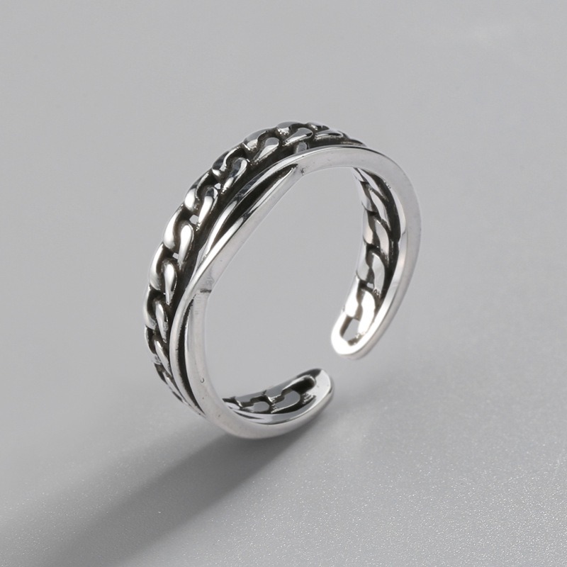 S925 sterling silver ring opening adjustable chain women's ring - Image 2