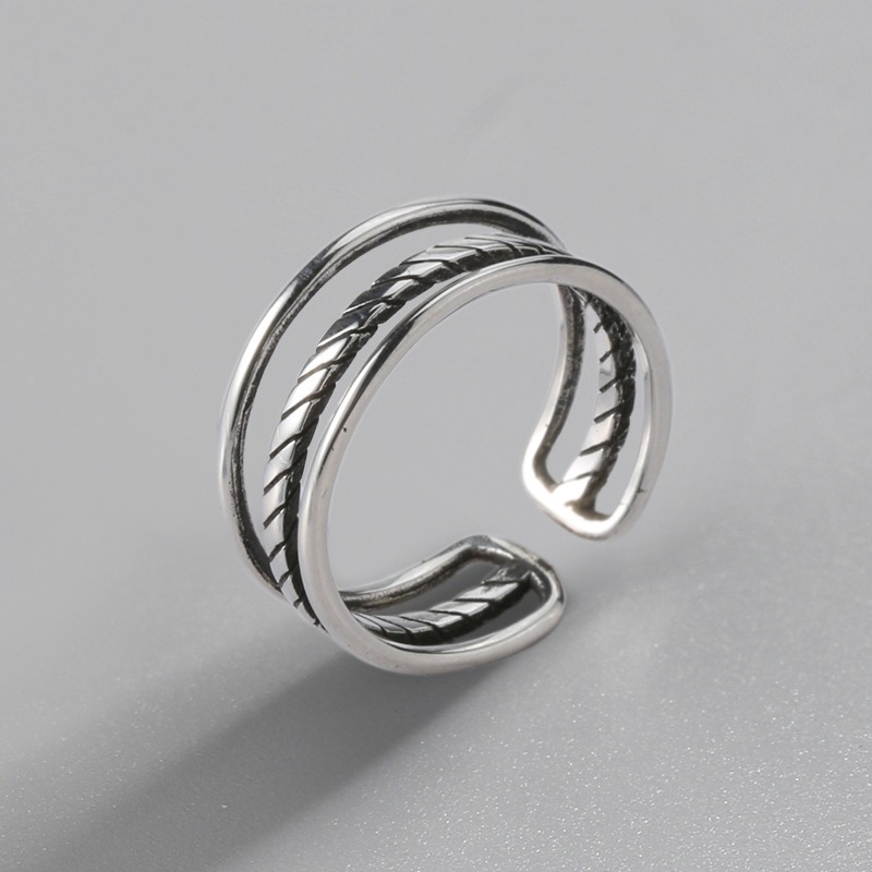 S925 sterling silver ring opening adjustable vintage women's ring - Image 2