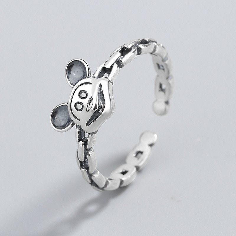 S925 sterling silver ring opening adjustable Mickey Mouse ring for women - Image 2