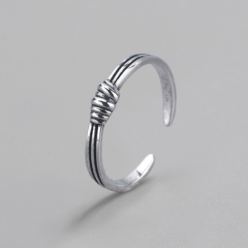 S925 sterling silver ring opening adjustable knot women's ring - Image 2