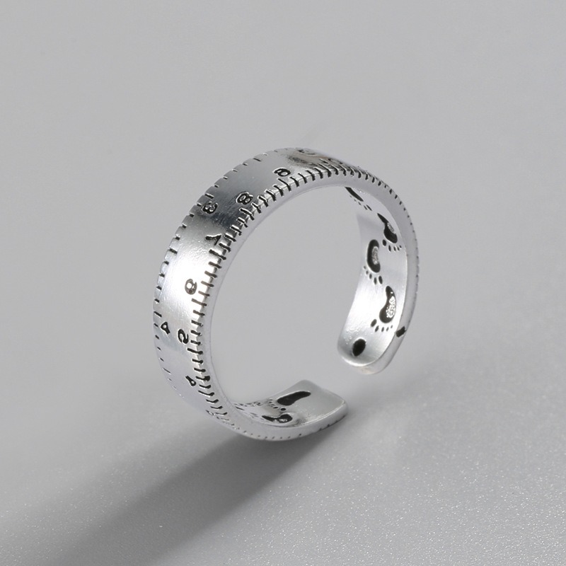 S925 Sterling Silver Ring Opening Adjustable Digital Ruler Women's Ring - Image 2