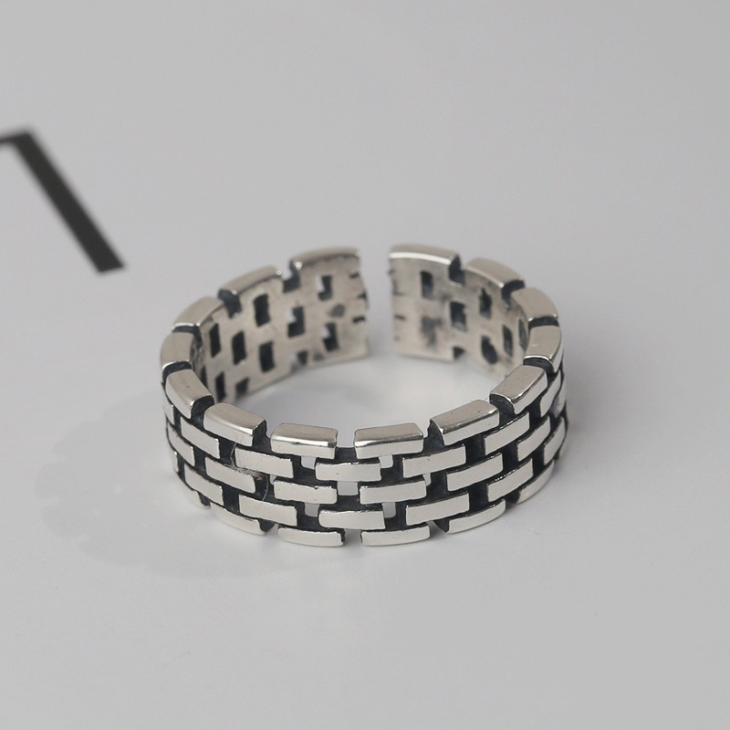 S925 sterling silver ring with adjustable opening openwork for women - Image 3