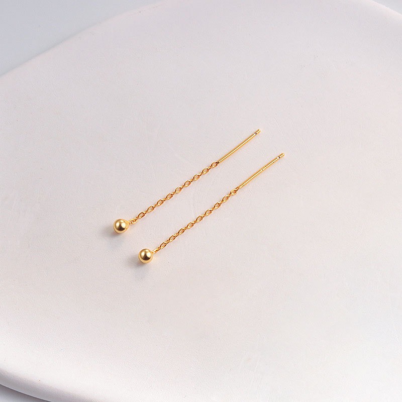 S925 sterling silver stud earrings beaded ear cord - Image 7