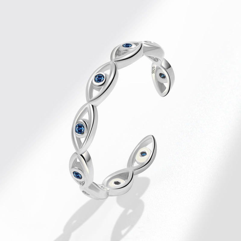 S925 Sterling Silver Ring Opening Adjustable Devil's Eye Ring Ring for Women - Image 3