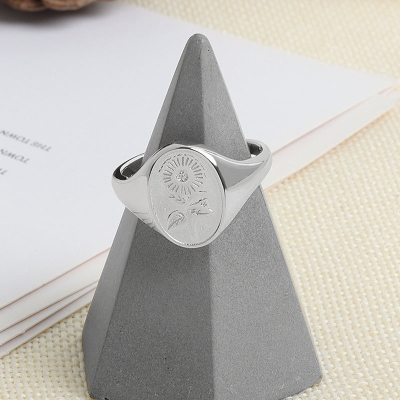 S925 sterling silver ring opening adjustable sunflower ring for women - Image 4