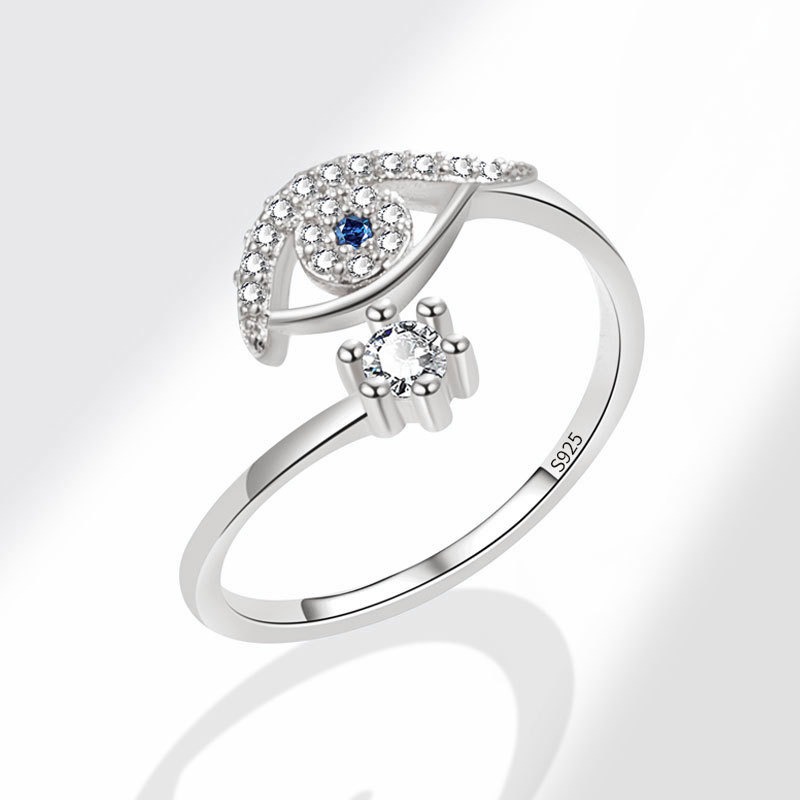 S925 Sterling Silver Ring Opening Adjustable Devil's Eye Ring Ring for Women - Image 3